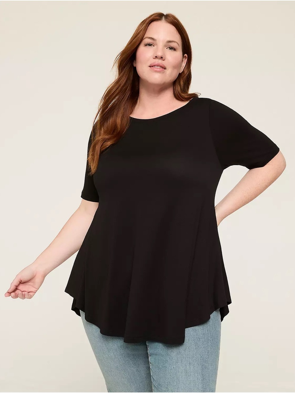 Lane Bryant Black Short Sleeve Scoop Neck Tunic